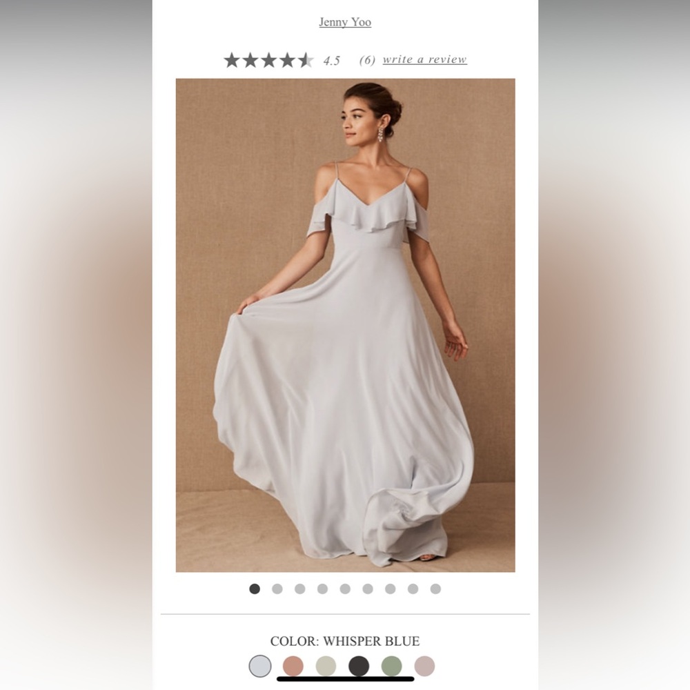 JENNY YOO Light Blue Maxi Dress with Cold Shoulder V-Neck